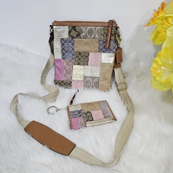 Coach Handbags - Coach set crossbody bag/wallet coins leather.